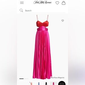 Amur, Elodie: Elegant Pink and Red Pleated Dress from Saks